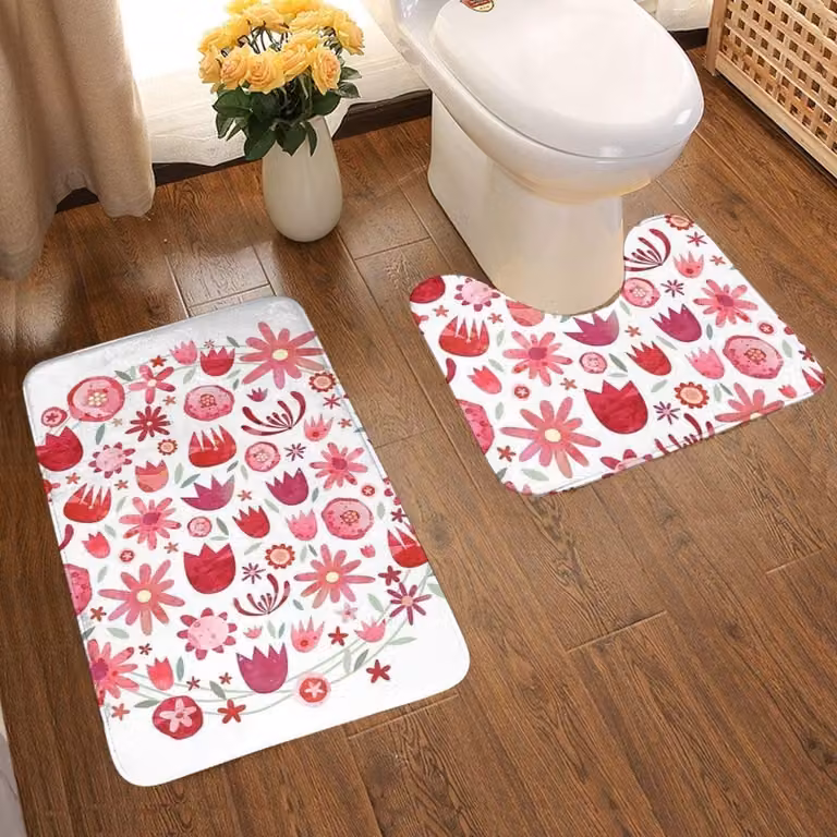 Zwarte badmat set met hoge absorptie voor in de badkamer, 80 x 50 cm