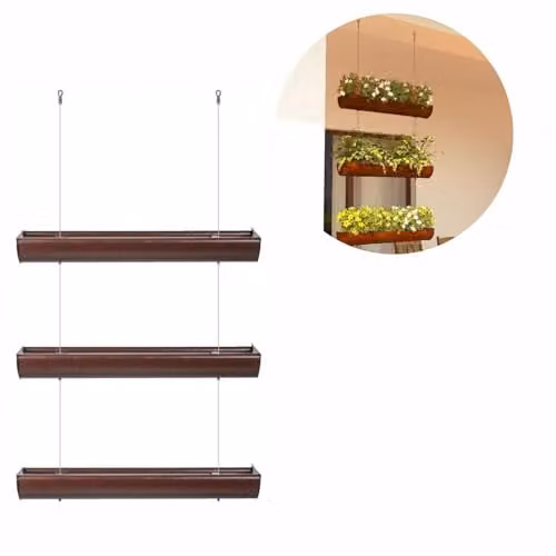 Set van 3 hangende bloembakken, brons, lengte: 75 cm