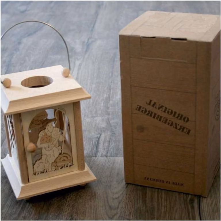 Echte Kunst Ertsgebergte Tafellantaarn Houten Lantaarn Decoratieve Sfeerverlichting H x B x D: 17 x 115 x 115 cm