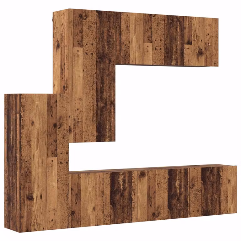 vidaXL Wandmeubel voor TV, 5-eenheden, Oud Hout, B: 100 cm, D: 30 cm, H: 41 cm