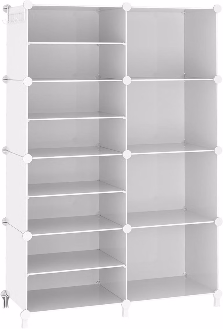 Modulair Opbergrek met 8 Kubussen voor Kleding en Opbergen - Wit