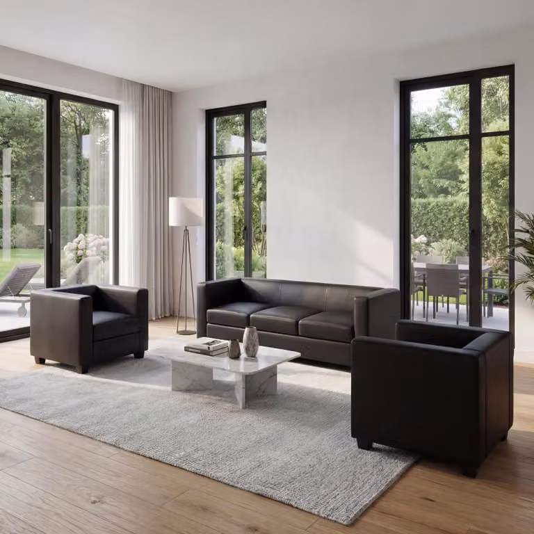 Mendler Lille Hoekbank, Modern Kunstleer, Zwart