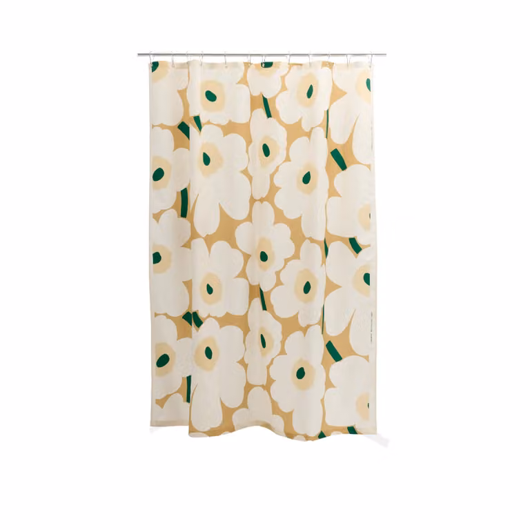 Marimekko Unikko douchegordijn Sand-off white-hay-emerald