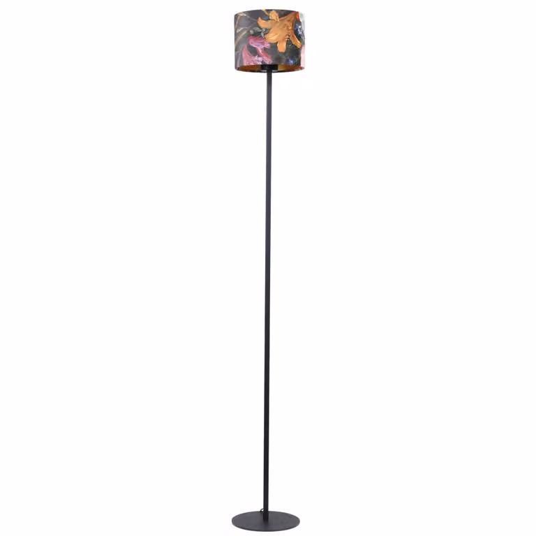 Masterlight Venus zwarte vloerlamp met multicolor flower lampenkap, Hoogte: 150 cm