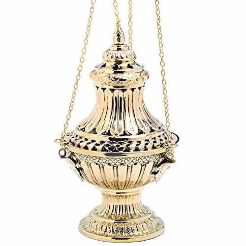 NKlaus Kerst Wierookbrander met Ketting, Gedessineerd Goud, 60 cm