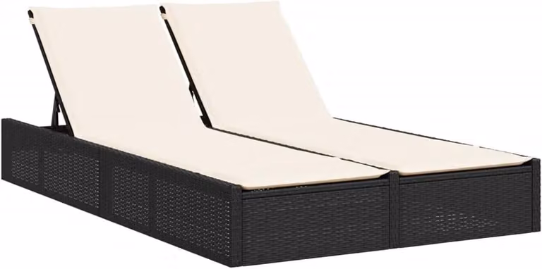 Dubbele ligstoel zwart met verstelbare rugleuning voor ontspanning in de tuin, B/D: 200 x 123 cm