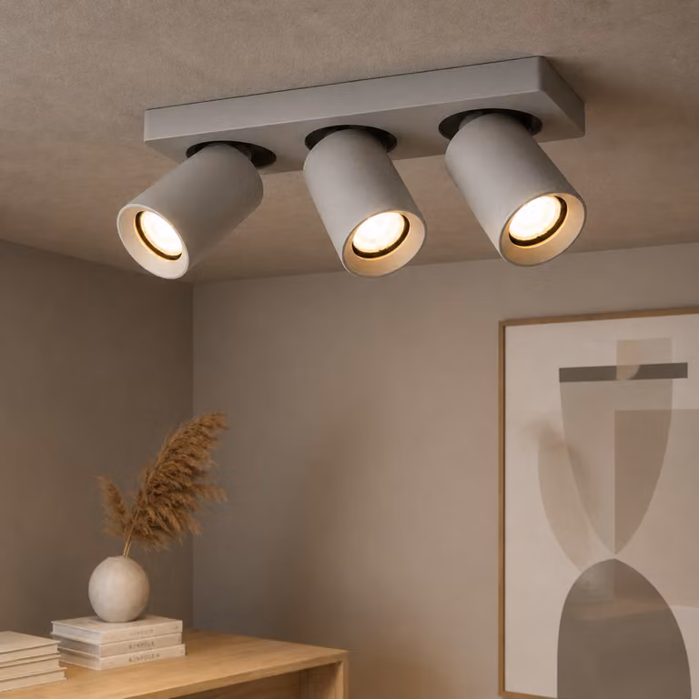 Artdelight Megano 3-lichts opbouwspot grijs, richtbaar en vervangbare lampen