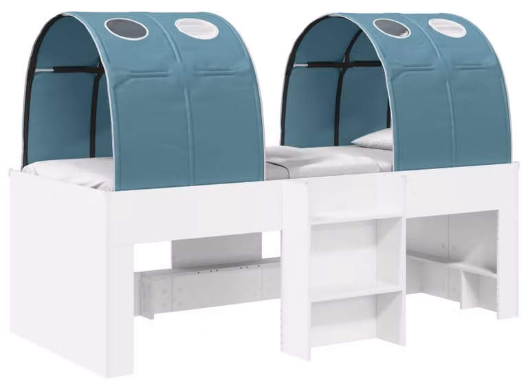 vidaXL Bed met luifel, wit en lichtblauw, 120 x 200 cm