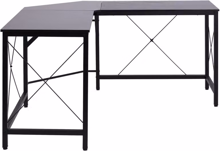 Clruro L-vormig hoekbureau in modern design, zwart, B/D/H: 150 x 150 x 76 cm