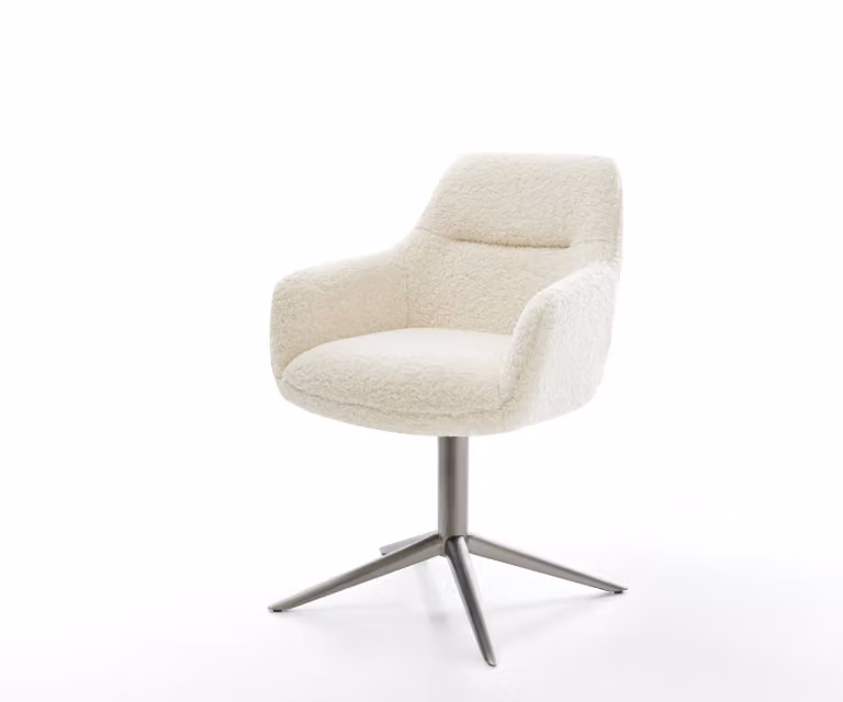 DELIFE Draaistoel Pejo-Flex Teddy Beige met Kruispoot Grafiet en Rocker-functie
