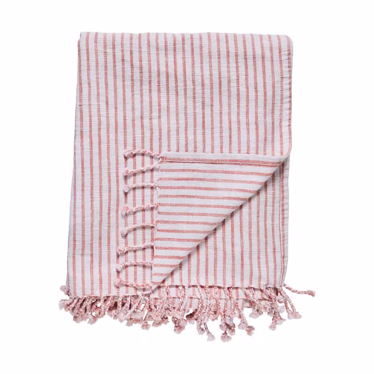 Lene Bjerre Olivia plaid Off White-Dark Coral 130 x 170 cm