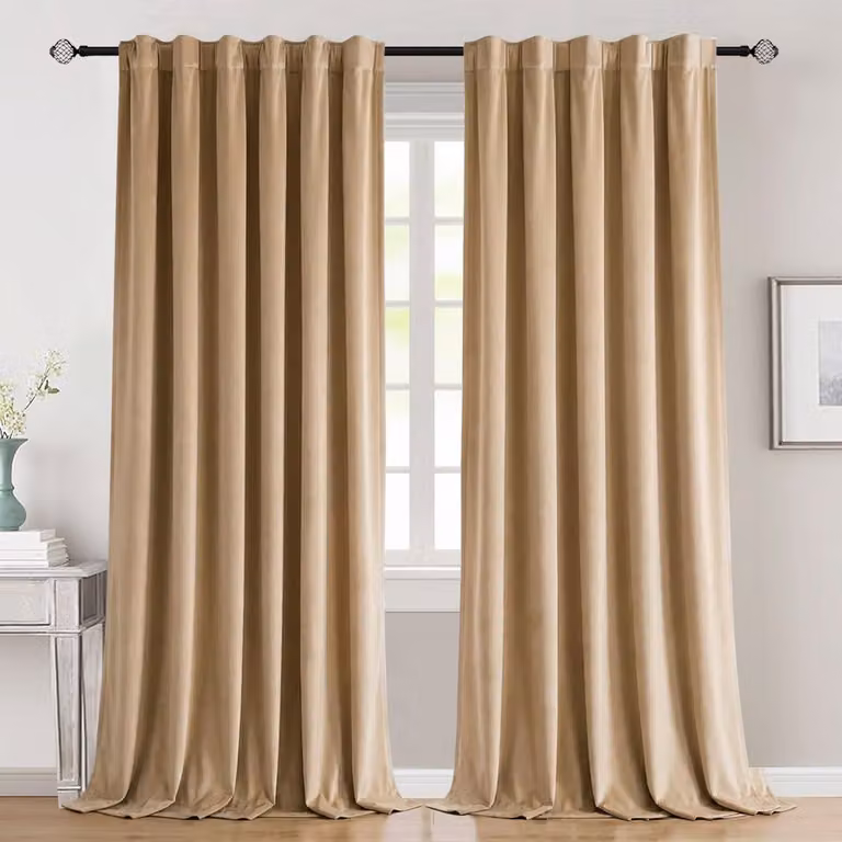Qelus Luxe Gevoerde Velours Gordijnen 2 Stuks - Verduisterend en Isolerend - Amber - B/D/H: 132 x 274 cm