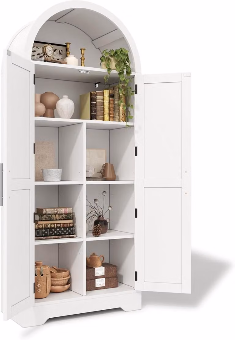 Wit keukenkast met deuren en verstelbare planken van MDF, H 170 cm x B 70 cm x D 35 cm