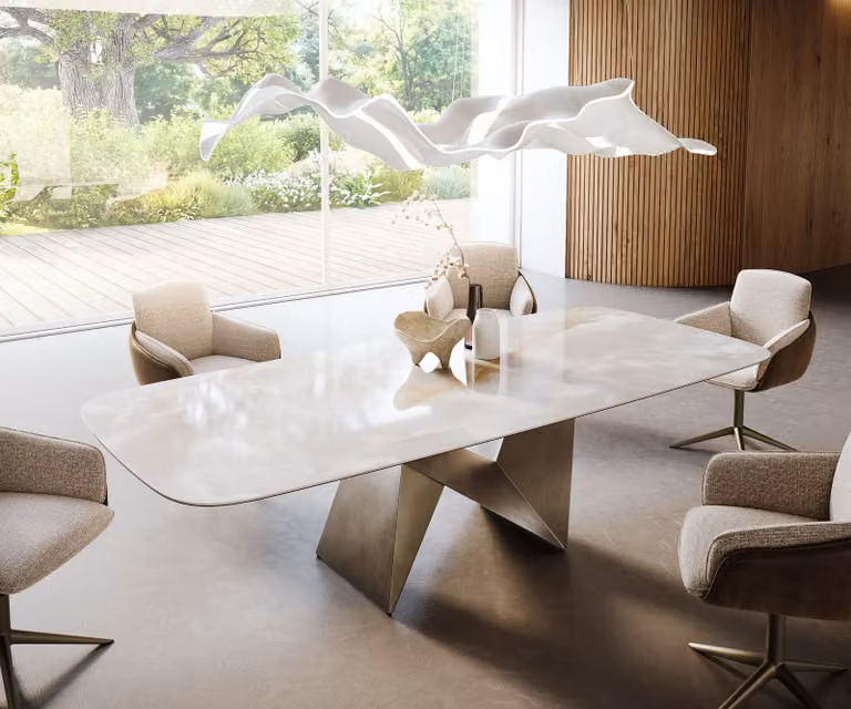 DELIFE Eetkamertafel Edge Boot Keramiek Iris FMG Onice Grigio Origami Metallic Goud B/D/H: 270 x 120 x 76 cm