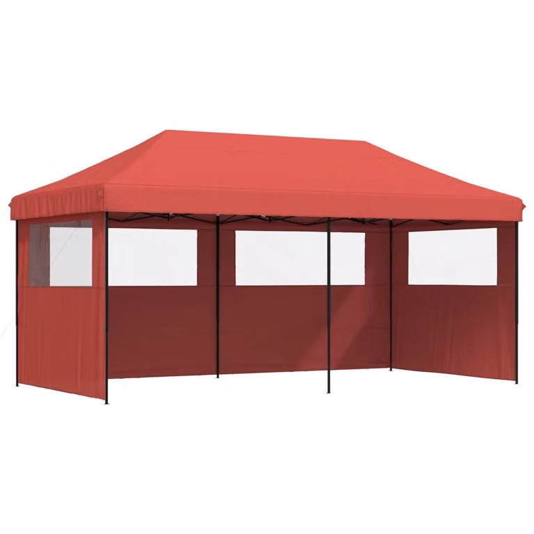 vidaXL Partytent, inklapbaar pop-up model met 3 zijpanelen, bordeauxrood