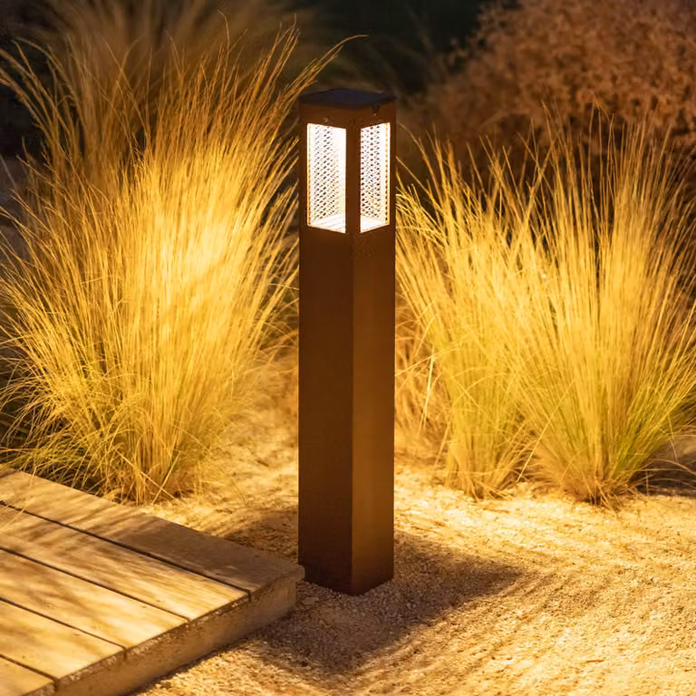 Les Jardins Tradition Solar LED tuinpadverlichting met bewegingssensor, Bruin/Roest, Hoogte: 90 cm