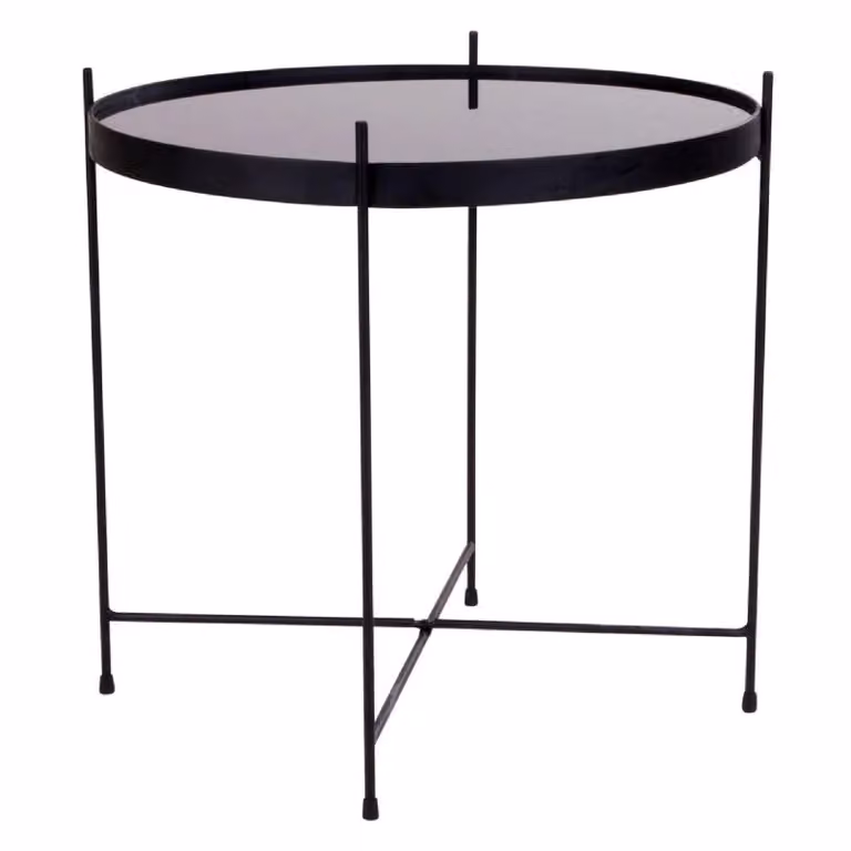 Nest of Nora Nido Salontafel - Rond - Glas en staal - Zwart - B: 48 cm, H: 48 cm