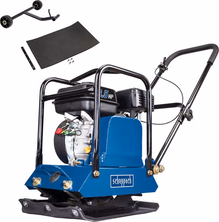 Scheppach trilplaat HP1200S met 5,6 PK benzinemotor en 450 x 350 mm plaatgrootte