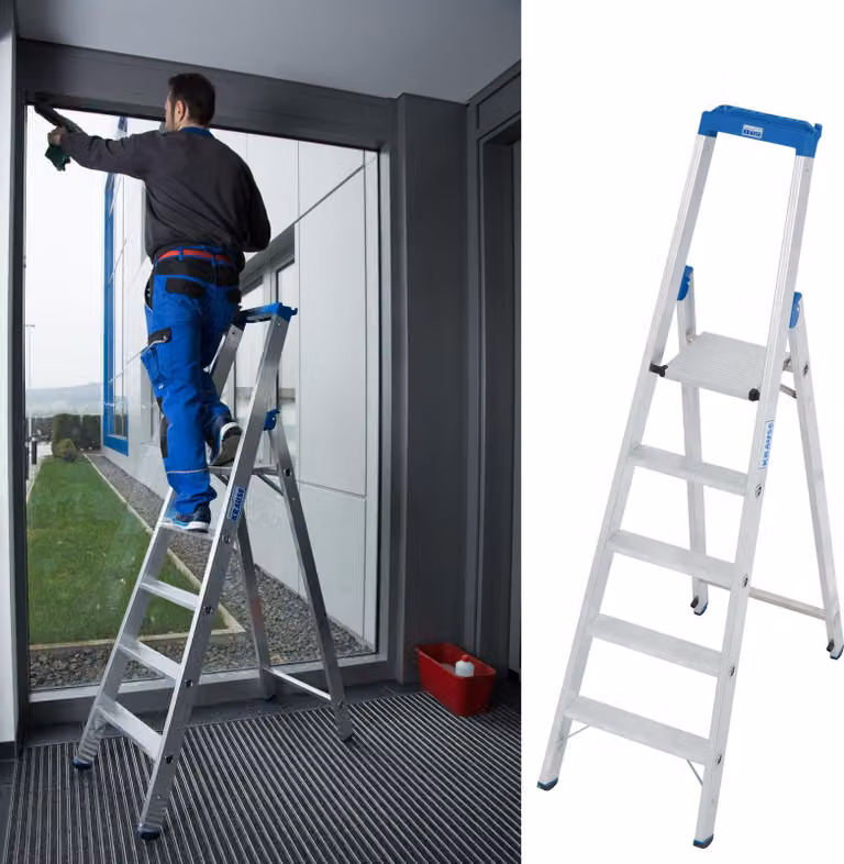 Krause Stabilo Professionele aluminium opklapladder met 5 treden