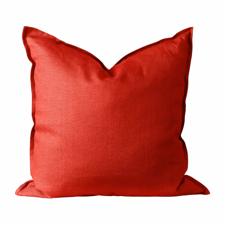 Scandi Living Calm kussenhoes van linnen in de kleur rood, 50 x 50 cm