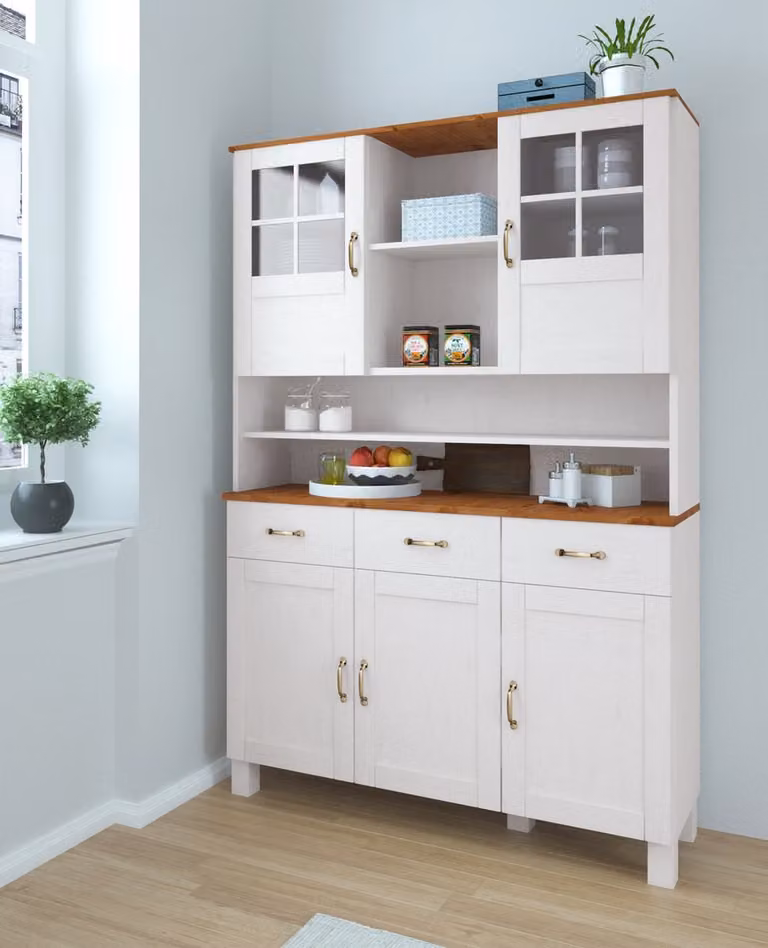 Notio Living Alby Buffet met 3 deuren en 2 laden, Breedte: 125 cm, Diepte: 38 cm, Hoogte: 185 cm