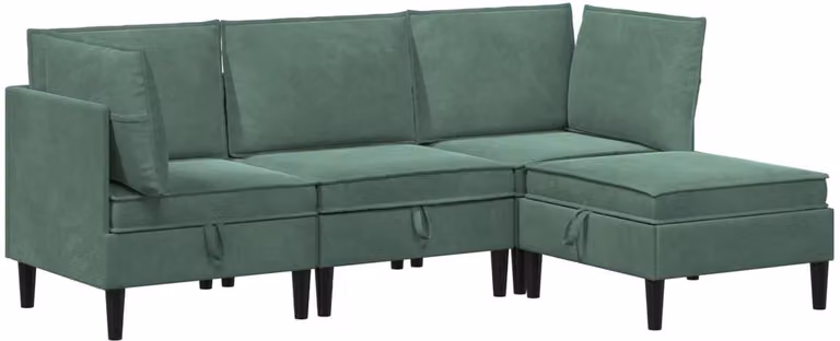 vidaXL Woonkamer Meubelset 4-delig Zeegroen Fluweel B/D/H: 210 x 140 x 82 cm