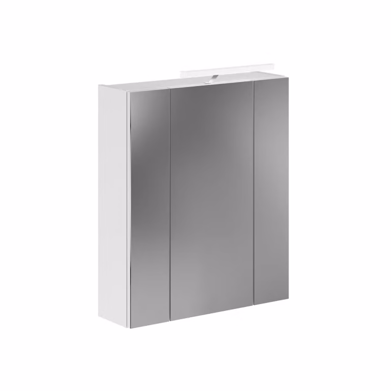 Xonox Spiegelschaaf Wit met LED-verlichting en Hout-effect, B: 60 cm, H: 71 cm, D: 19 cm