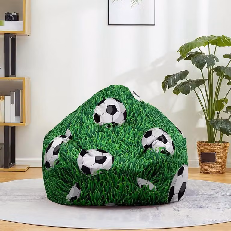 Zitzakhoes met 3D Voetbalprint in het groen - B/D/H: 80 x 90 cm