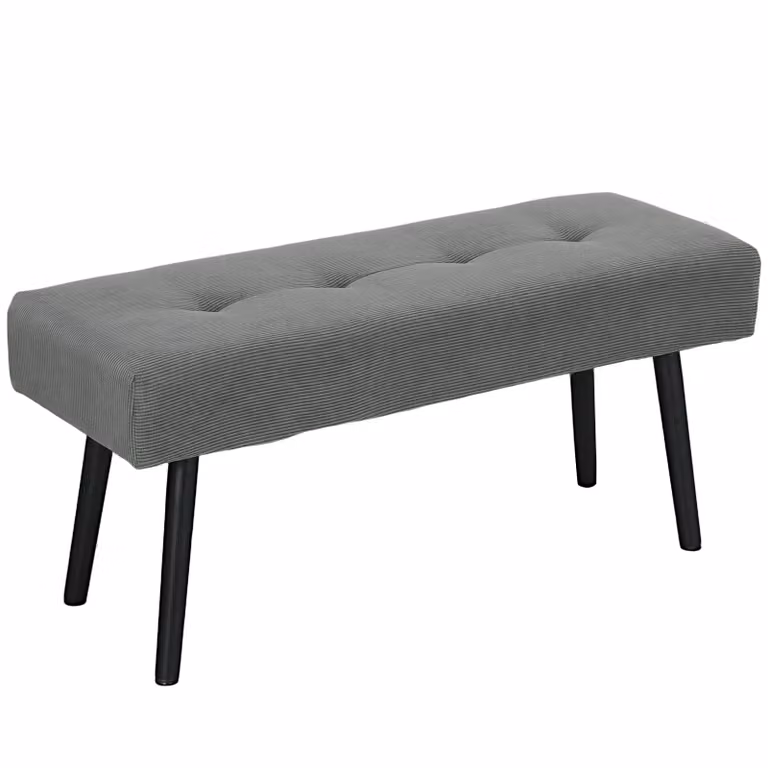 HOMCOM Gestoffeerde Bank met Ribstof en Metalen Poten, Grijs Schoenenbank voor Woonkamer of Hal, B/D/H: 100 x 36 x 45 cm