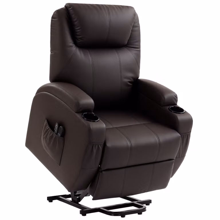 HOMCOM Opsta-fauteuil met opsteunfunctie, incl. afstandsbediening en bekerhouder, bruin