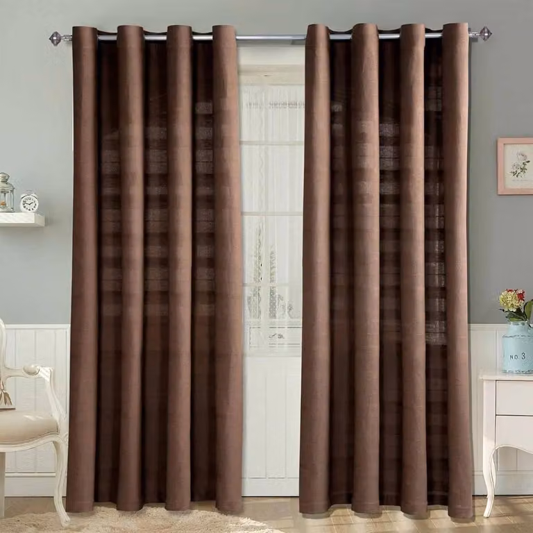 Homescapes Rajput gordijnen met oogjes, bruin, set van 2, 137 x 137 cm