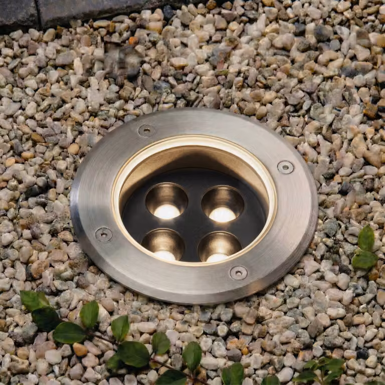 Arcchio Thentos LED-inbouwspot voor in de vloer, zilver, Ø 12 cm, IP67