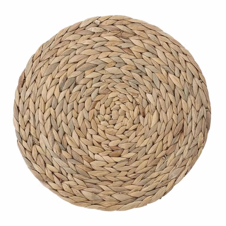 Bloomingville Set van 6 ronde rattan placemats in beige en bruin Ø 35 cm