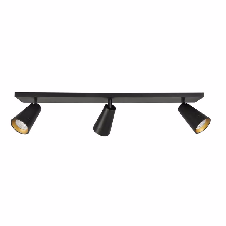 Highlight Petunia 3-lichts plafondarmatuur zwart met goud, breedte: 65 cm