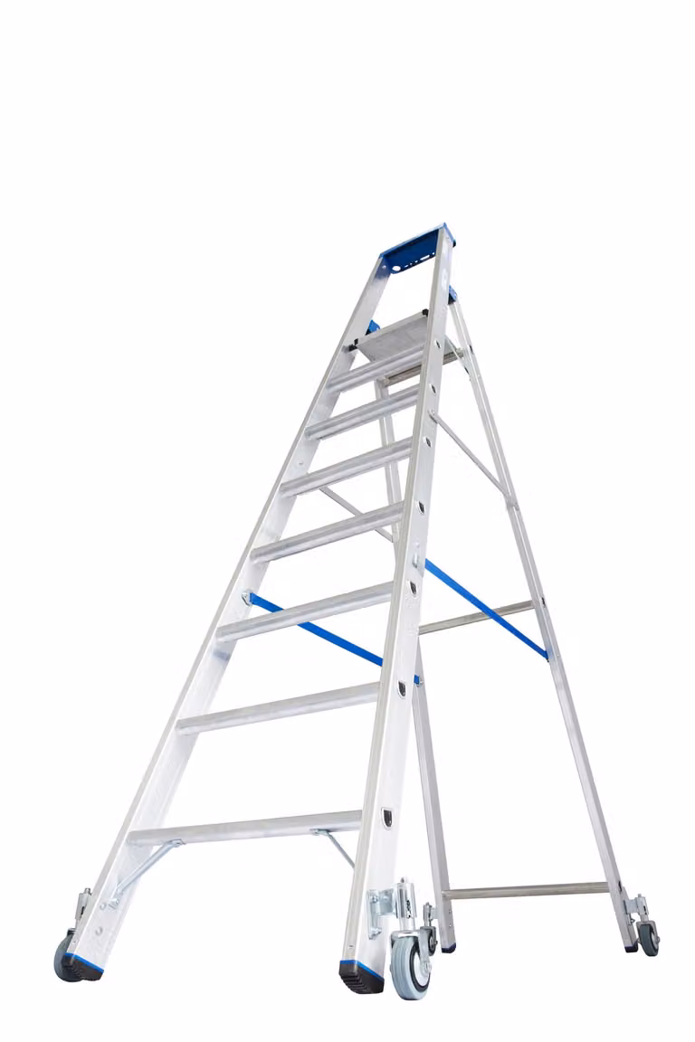 Krause verrijdbare trap Stufen-StehLeiter met 8 treden model 124654