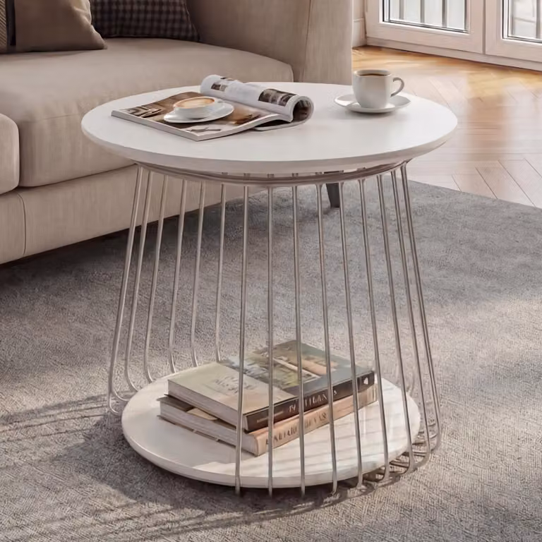 MCA Bijzet- en salontafel HWC-P60, rond, wit, diameter: 50 cm