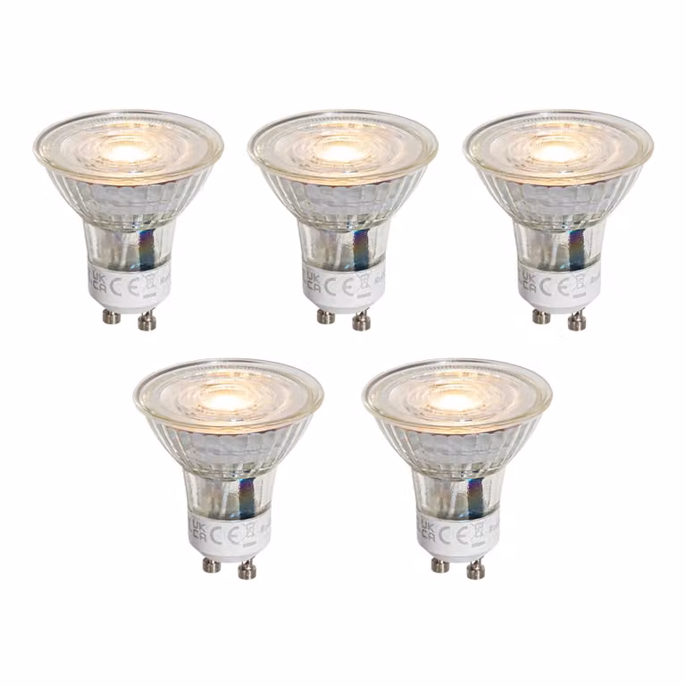 LUEDD Set van 5 GU10 50mm LED lampen helder 1W 80 lm 2200K