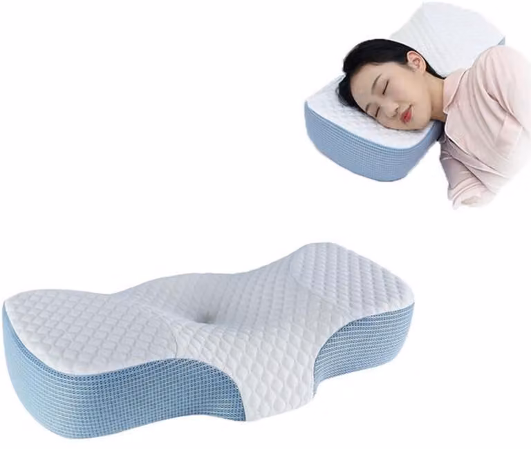 Ergonomisch traagschuim kussen met neksteun voor zij-, rug- en buikslapers