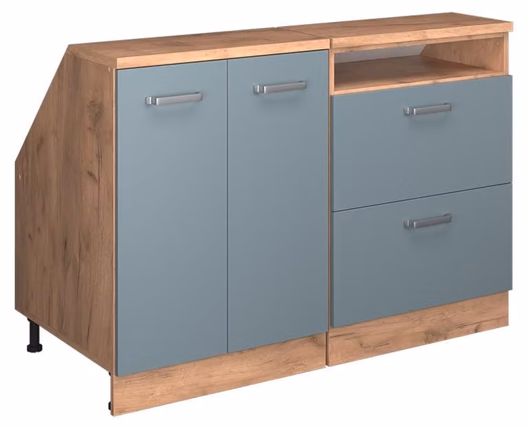 Vicco R-Line Keukenkast voor schuine wand, Set van 2 kastrompen, Blauw-grijs, Breedte: 120 cm, Diepte: 60 cm