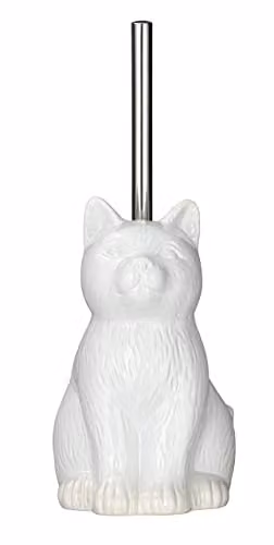 Wenko WC-garnituur Cat toiletborstelhouder met toiletborstel, keramiek, wit, B/D/H: 14 x 22 x 17 cm