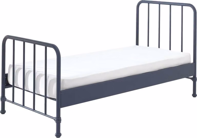 Vipack Bronxx Eenpersoonsbed van Metaal - Mat Blauw Denim - 90 x 200 cm