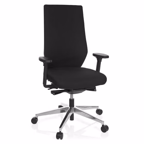 HJH OFFICE Pro-Tec 700 ergonomische draaistoel met armleuningen, zwart/oranje stof