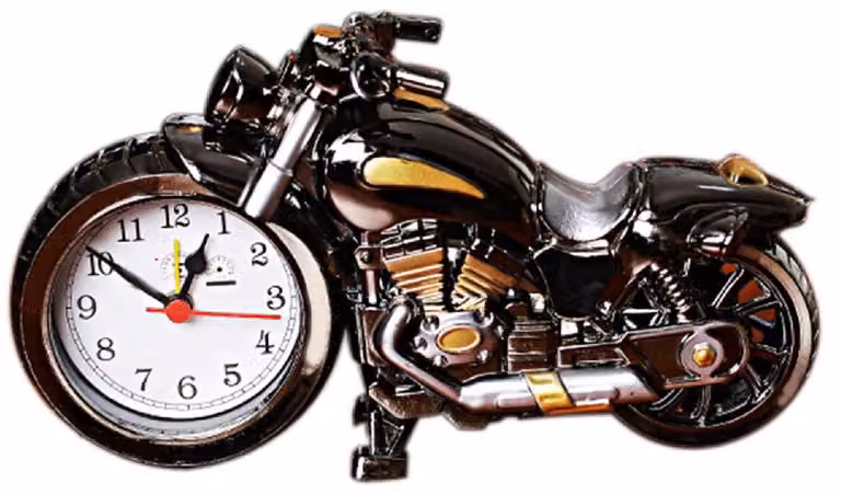 Vintage Motorralarmklok - Multifunctionele Analoge Tafelklok met Kwartsbeweging voor Volwassenen