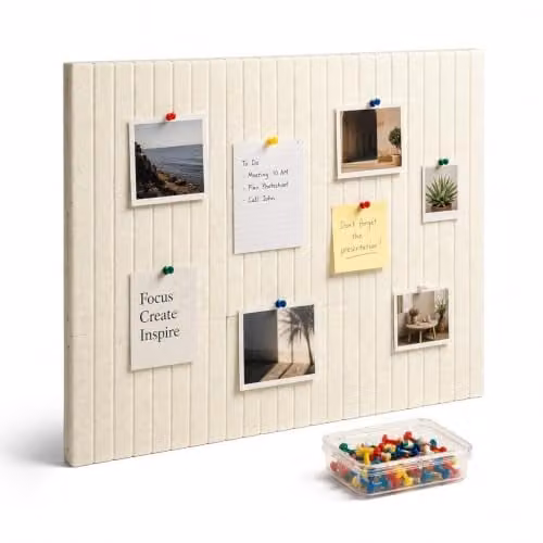 Relaxdays viltprikbord set van 9, beige, wandmontage