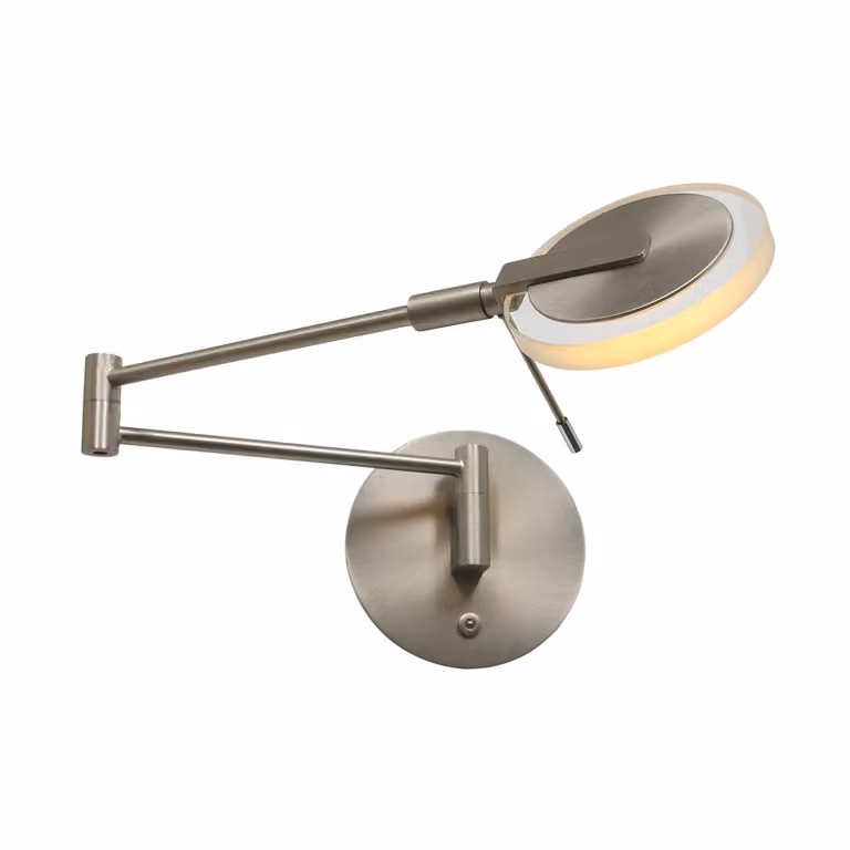 Steinhauer Turound LED wandleeslamp met helder glas en RVS, warm wit 2700K, 62 cm
