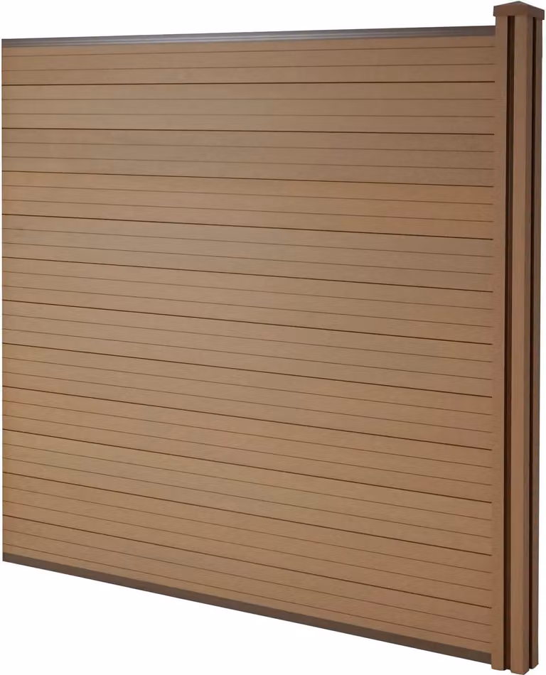 Mendler WPC-schuttingpaneel Sarthe windscherm met paal uitbreidingselement teakhout 1,88 meter