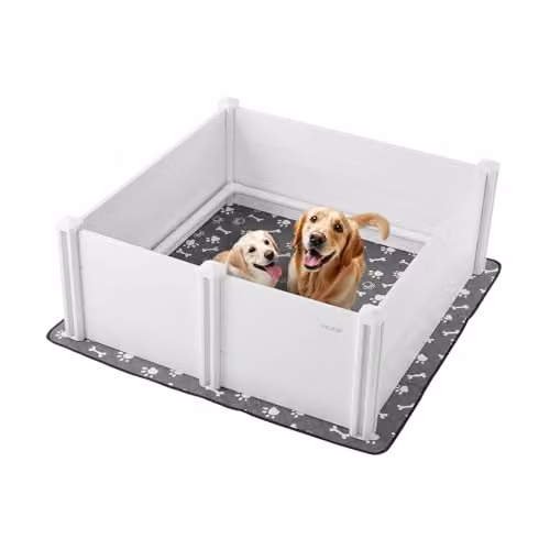 VEVOR Hondenspeelbox in wit plastic met afneembare mat en antislip eigenschappen, B/D/H: 122 x 122 x 46 cm