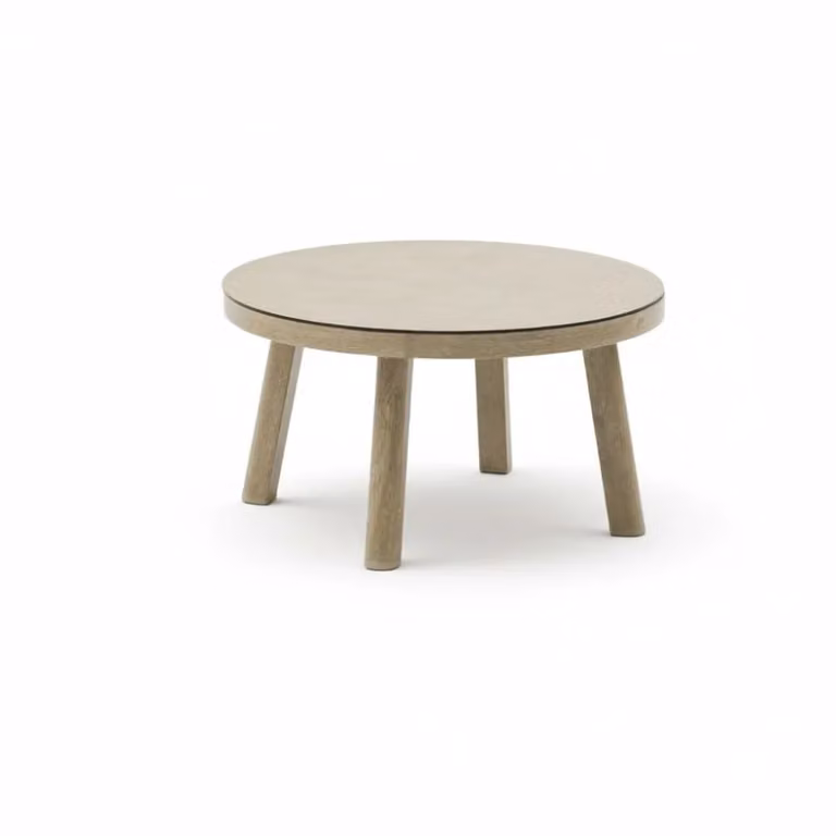 Beau koffietafel Natural aluminium en keramiek 70 cm rond