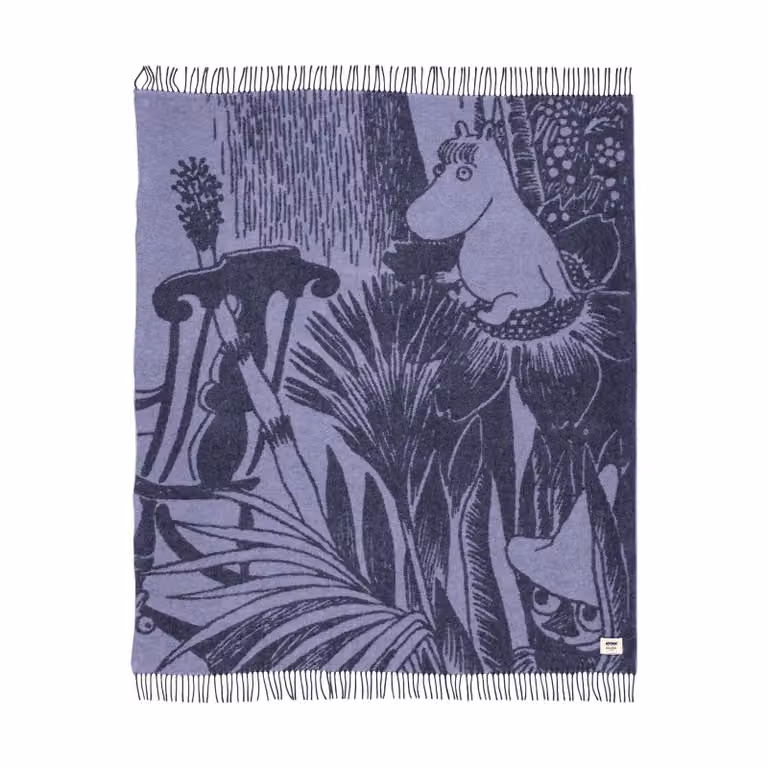Moomin Arabia Mystikens skog wollen plaid Blauw 130 x 170 cm