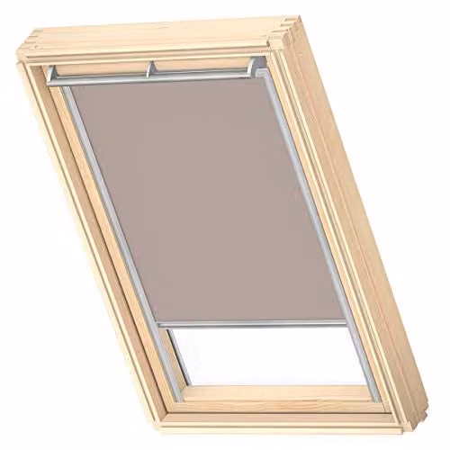 VELUX Verduisterend Rolgordijn MK08, Light Taupe met Grijze Geleiders